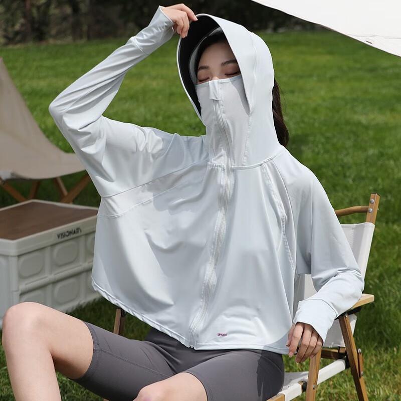 WEZHO Women s Ice Silk UV Protection Jacket with Black Brim
