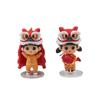 Chinese New Year Lion Dance Boy Statue Boy and Girl Lion Dance Ornaments  Cake Decoration