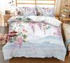 Spring Flower Duvet Cover King Size Double Bed Pink Cherry Blossom Bedding Set for Girls Teens Adults Room Decoration 3 Pcs