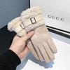Gloves Women's Winter Velvet Thickened Warm Outdoor Riding Driving Skiing Cold-proof Touch-screen Lamb Wool Gloves