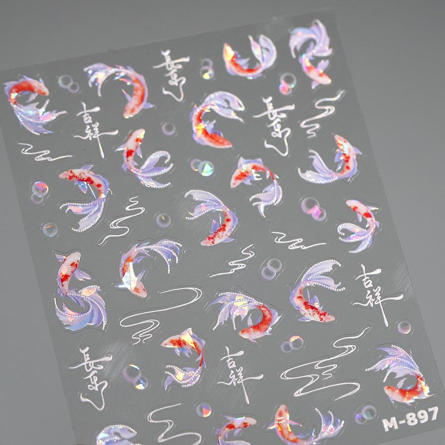 

TENSOR 3D Наклейки для ногтей Битое стекло M-897 Koi - Самоклеящаяся серия горячего тиснения