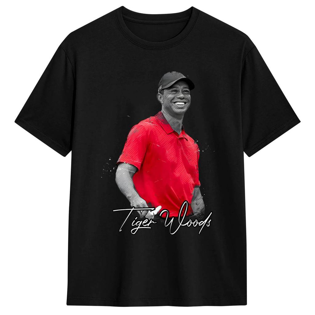 Streetwear TShirt Tigers WWoods Cotton TShirts Hipster Tee Shirt for Unisexs Summer Aesthetic Custom Logo Short Sleeve Top Tees
