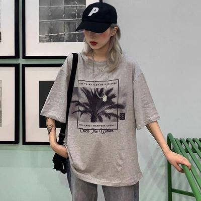 Tricou cu gâtul O Tricou cu mânecă scurtă de vară Tricou cu imprimeu Harajuku Tricou casual Tricou femei