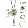 Collana con Mulinello da Pesca Staccabile Ciondolo da Collo Rotante da Uomo Catena da Collo Anello Mulinello da Pesca Quotidiano