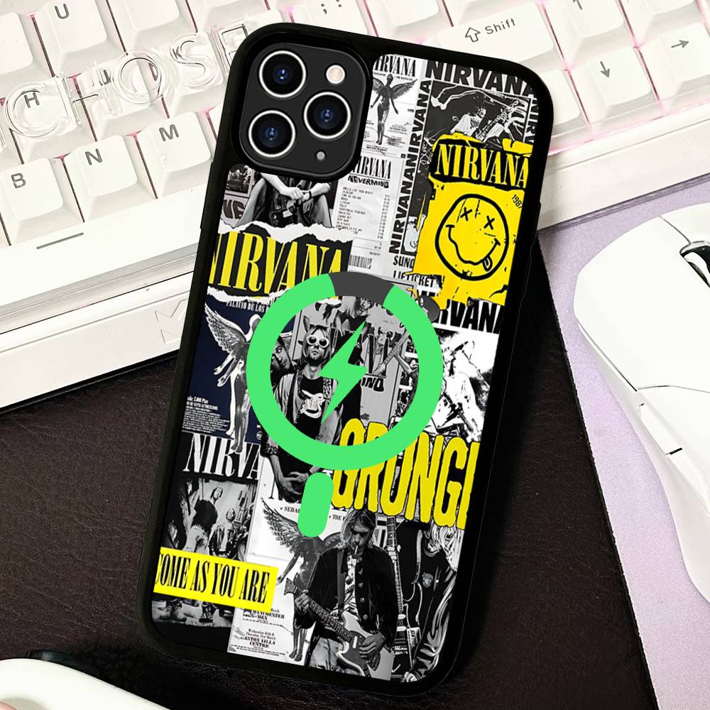 Rock Classic N-Nirvana Band Magnetic Wireless Phone Case For IPhone 17 16 15 14 13 12 11 Pro Max For Magsafe Cover