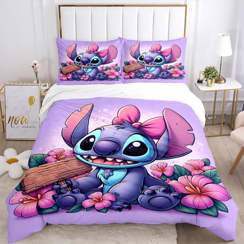 Stitch'S Tropical Adventure Print 3Pcs Bedding Setduvet Cover With 2 Bedropillowcase Home Birthday Gift