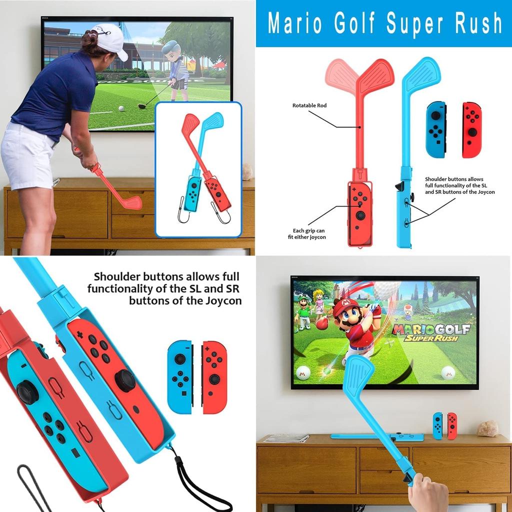 Switch Spor Aksesuarları Paketi10'u 1 Arada Aile Aksesuarları Seti Spor Oyunları için 2022: Futbol Bacak Kayışları, Mario Golf Sopa, Just Dance Bileklikleri