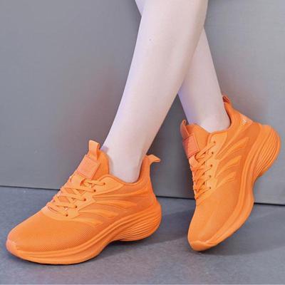 Fashion Orange Casual Shoes Breathable Mesh Sports Shoes for Women Sneakers Black Tennis Shoes Ladies Lightweight Spring Female Sneakers