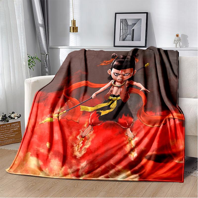 Nezha Flannel Office Student Nap Blanket: Winter Air Conditioning Sofa Picnic - Soft and Cozy Shawl Wrap