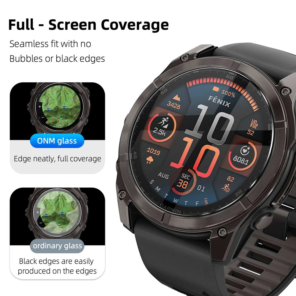 2-IN-1 Glas+Hülle für Garmin Fenix 8 51/47/43mm AMOLED Solar Displayschutzfolie Gehärtetes Glas+Bumper Schutzhülle Zubehör