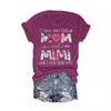 Mother's Day Pattern Print Round Neck Short Sleeve T-Shirt for Women