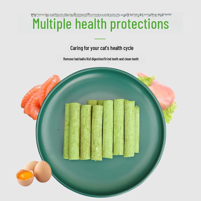 Individually Packed Freeze-Dried Cat Grass Sticks: Hairball-Reducing Chicken Snacks for Kittens & Adult Cats with Free Shipping