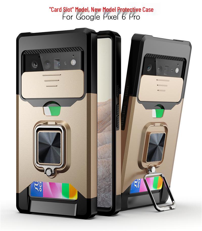 

Google Pixel 7 10Pro Magnetic Protective Case with Card Slot, Frosted Finish, Anti-Drop, Push-Window Design Pixel 6 золотой