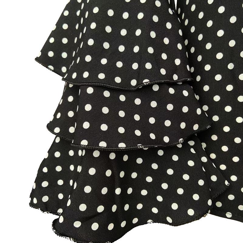 European & American Polka Dot Bell Sleeve Plus Size Chiffon Blouse