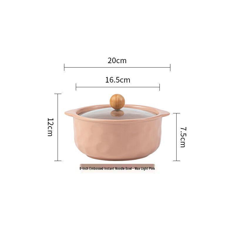 8-inch Korean Ceramic Noodle Bowl with Lid