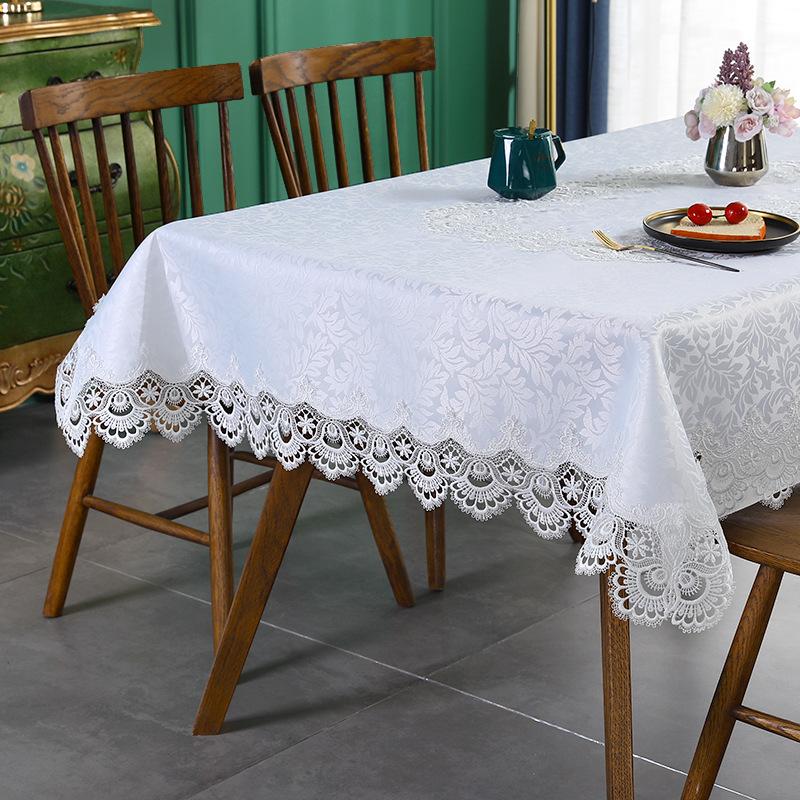 Wasserdichte Tischdecke Spitze Restaurant runde Tischdecke Kaffeetischdecke Staubdichte Abdeckung Tuch Nordic Einfache Tischdecke