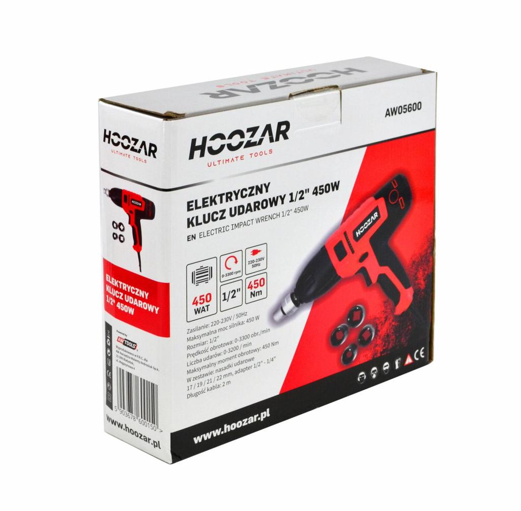 Hoozar Klucz Elektryczny Udarowy 450W 1/2" 450Nm