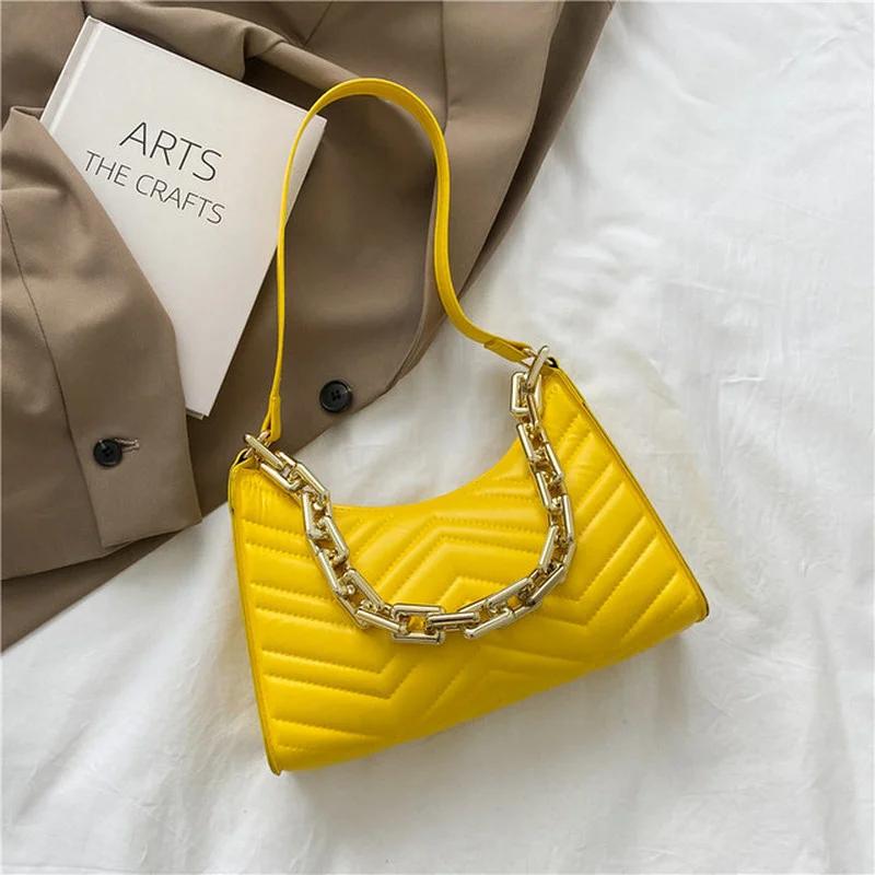 Fashion Check Embossed Handbags New PU Leather Chain Shoulder Bag Texture Shopping Bag Zipper Embossed Underarm Bag