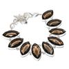 Lab Created Smoky Quartz Necklace 18" Adjustable Chain Marquise Cut Jewelry Gift