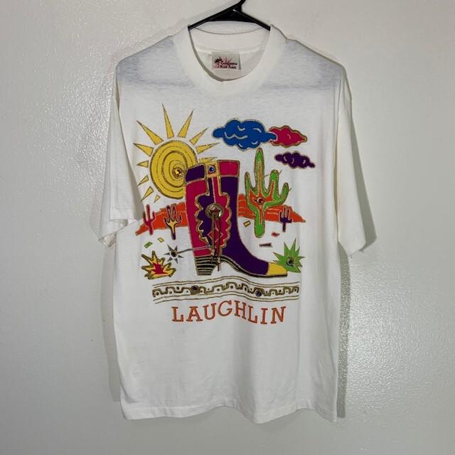 Vintage California Hand Prints Laughlin NV Western Paint T Shirt USA Large L XXXXL