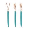Vintage dlouhé syntetické tyrkysové náušnice sady šperků pro ženy přívěsek s přívěskem v barvě růžového zlata dárek