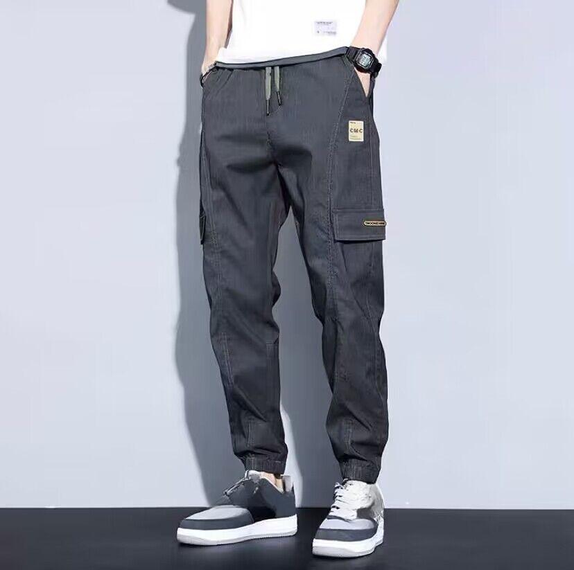 Men Pants Soft Fabric Multi Pockets Elastic Waist Spring Summer Cargo Pants Wear-resistant Jogger Trousers Simple Clothes