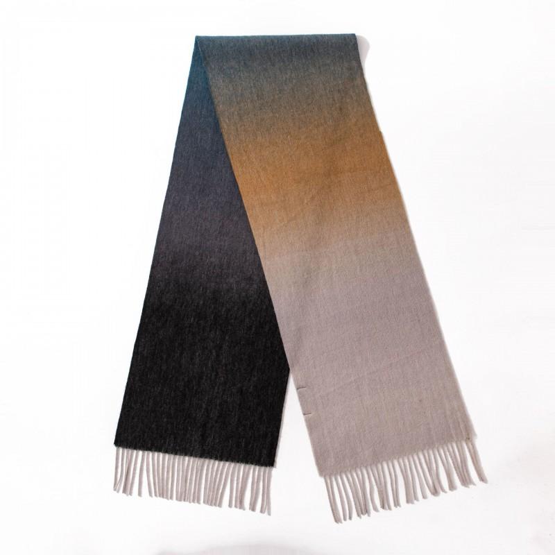 100% Wool Gradient Scarf Women Winter Thick Warm Shawl Double-Sided Two-Tone Elegant Lightweight Luxury