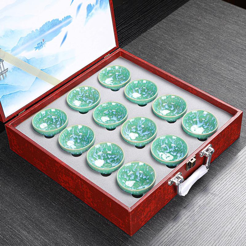 Kiln Change Jian Zhan Ceramic Kung Fu Tea Set Tea Cup Set Small Tea Bowl Tasting Cup Tea Cup Colorful12For home use and gift giv