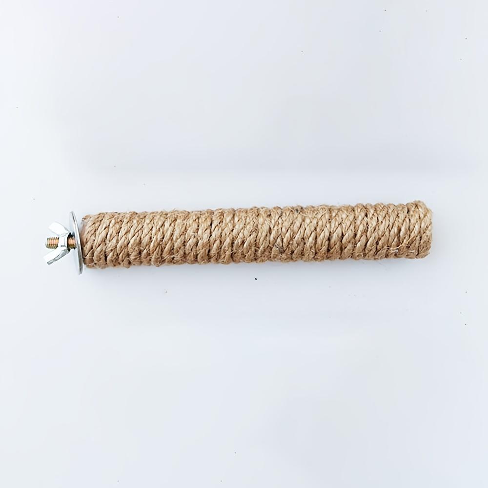 Natural Wood Bird Perch Stand with Hemp Rope for Parrot Cage - Durable Claw Grinding Toy & Comfortable Resting Spot for Parrots and Small Birds