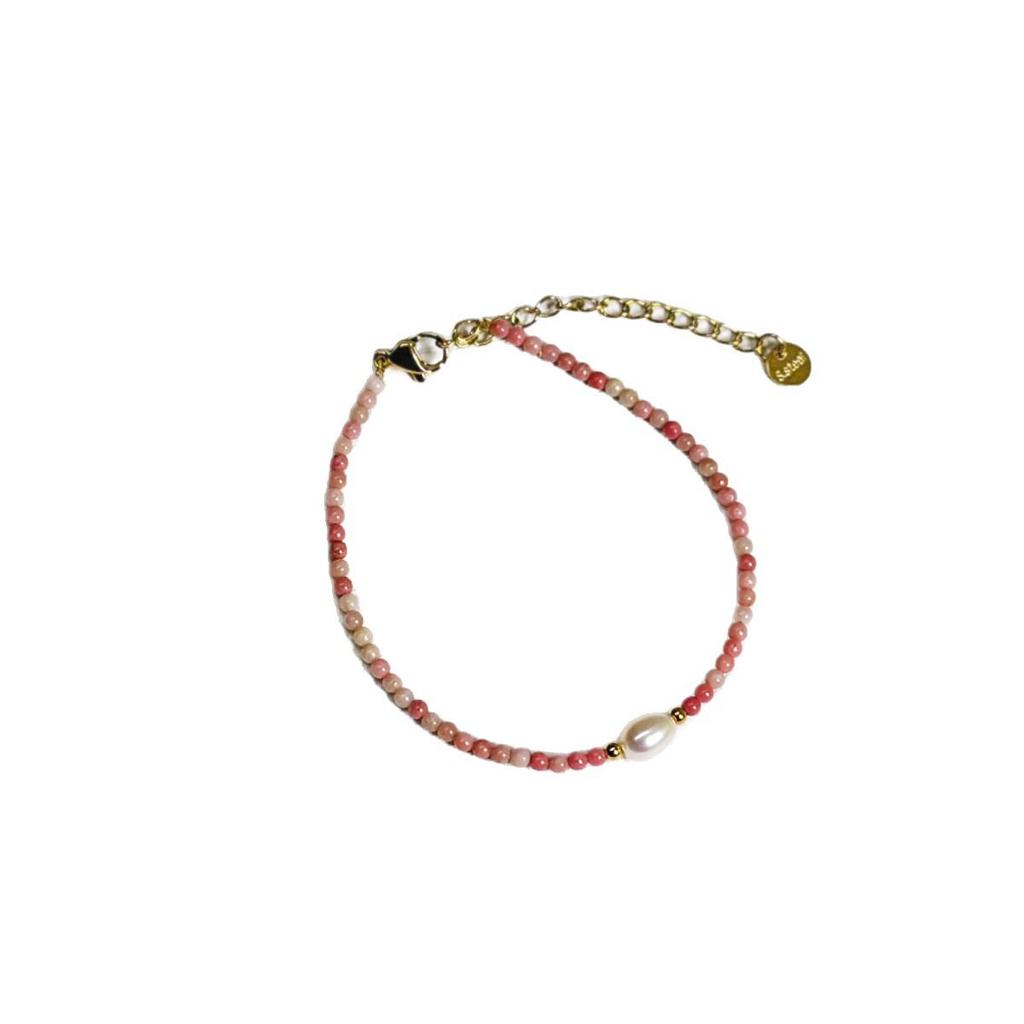 Elegant Freshwater Pearl & Natural Stone Beaded Bracelet for Women, Ultra-Fine, Versatile Hand Jewelry.
