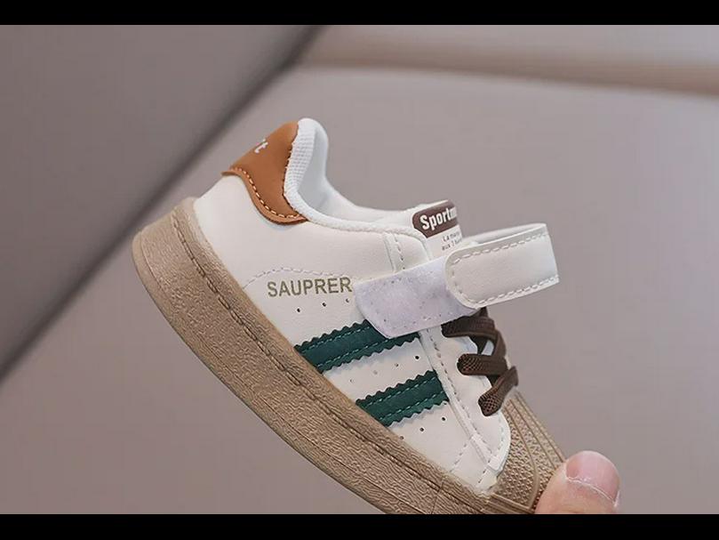 Dětské tenisky s mušlí: Měkká podrážka & suchý zip, ležérní pro kluky a holky (Věk 1–6 let)