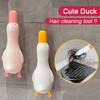 Adorable Duck 2-in-1 Hair Cleaning Clip and Shovel Set, ABS Plastic, Manual, No Batteries Required, for Bathroom Drainage and Dusting Suitable