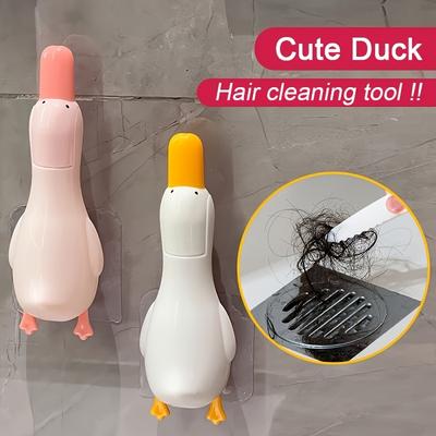 Entzückendes 2-in-1 Enten-Haarreinigungsclip und Schaufel-Set, ABS-Kunststoff, Manuell, Keine Batterien erforderlich, für Badezimmerabfluss und Staubwischen geeignet