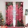 Flat Printing Christmas Curtain Candy Cane Versatile Polyester Fabric Without Electricity Festive Holiday Curtains Set Of 2 Made