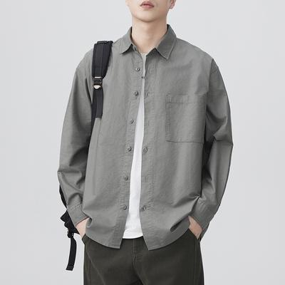 New Spring Japanese Retro Men's Loose Oxford Cotton Shirt Casual American Shirt