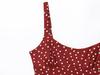 Women's Spring 2025 Polka Dot Spaghetti Strap Midi Dress with Slit Design