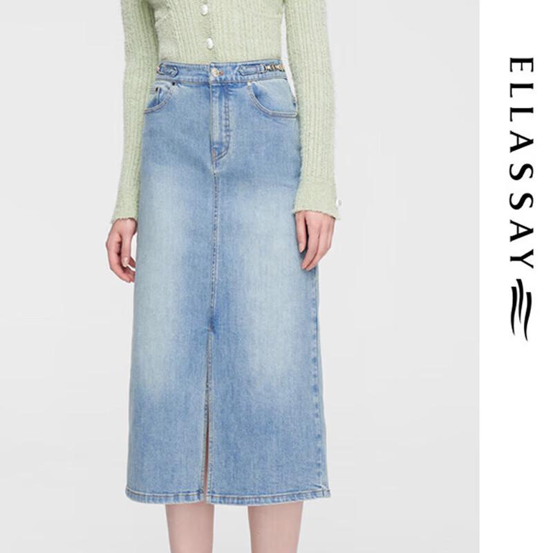 ELLASSAY Retro Straight Denim Skirt L