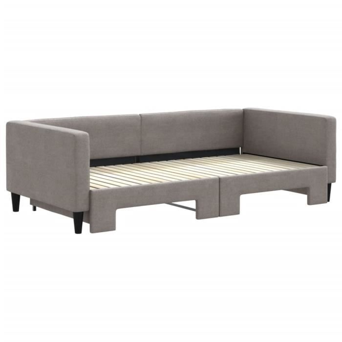 VidaXL Lit de jour avec lit gigogne taupe 100x200 cm tissu 3196586
