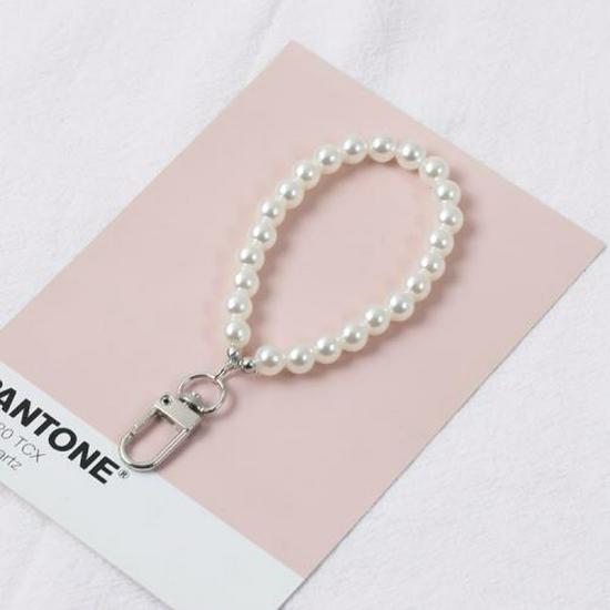Korean Pearl Keychain & Glass Bead Phone Lanyard Set - Stylish Beaded Bracelet & Car Keychain DIY Kit