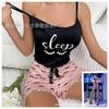 Pigiama Gilet con Bretelle e Pantaloncini Set Seta di Latte Loungewear da Donna