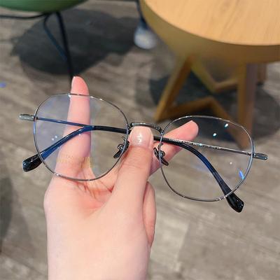 Ultra Light Xiaohongshu Internet Celebrity Plain Polygon Fashion Titanium Frame Men and Women Retro Glasses