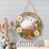 12x12 inch/30x30 cm Easter Wooden Hanging Door Sign Rabbit Egg Decorative Plaque for Easter Front Door Decor