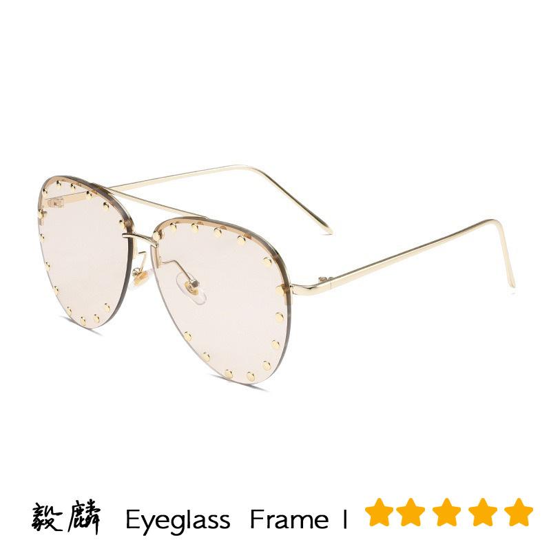 2026 New Toad-shaped Metal Sunglasses Large Frame Frameless Rice Nail Fashion Street Sunglasses