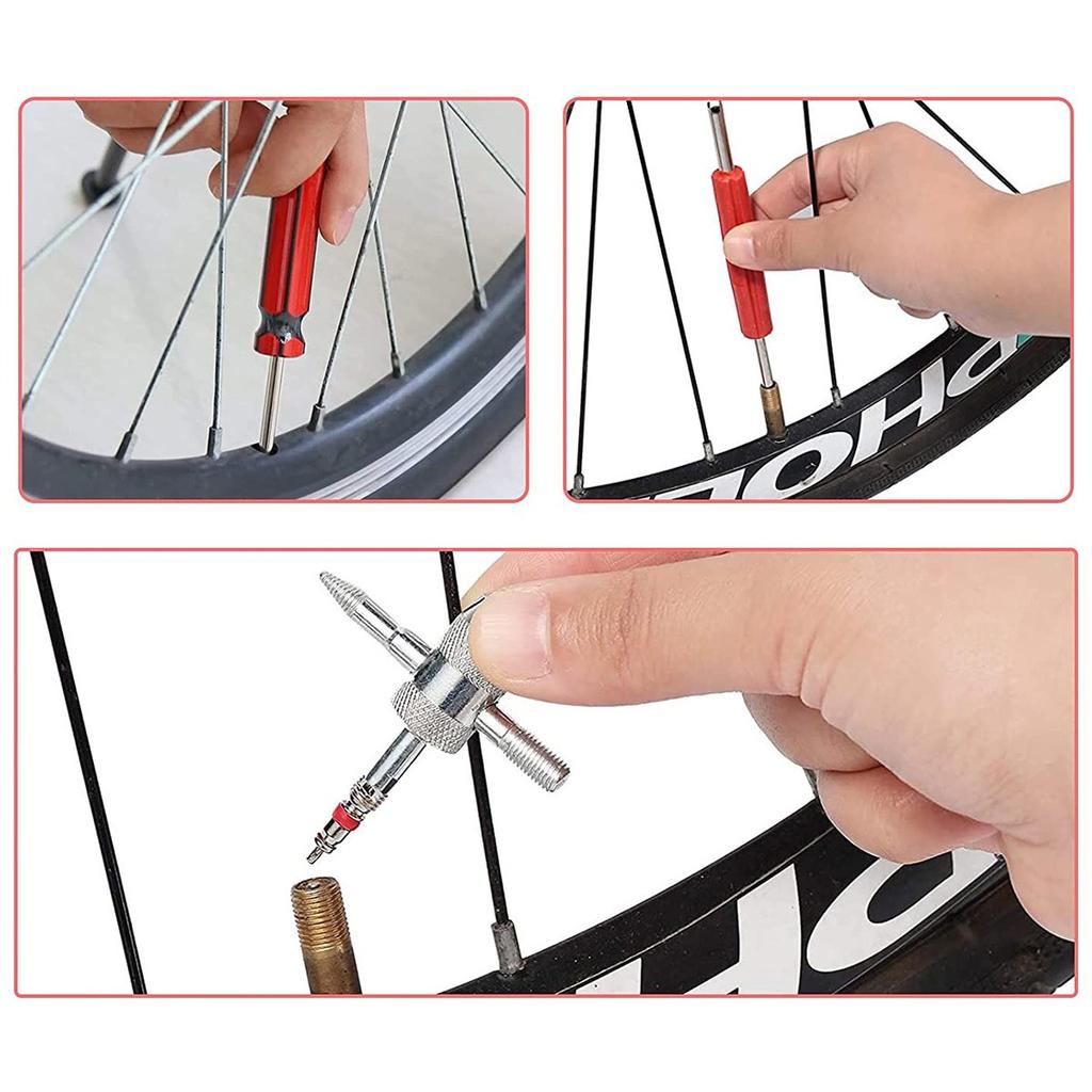 64 Pieces Valve Core Repair Tool, 3 Pieces Car Bike Tire Valve Remover, 1 Piece 4-way Valve Core Tool, 20 Pieces Tire Valve Caps, 40 Pieces Valve Core