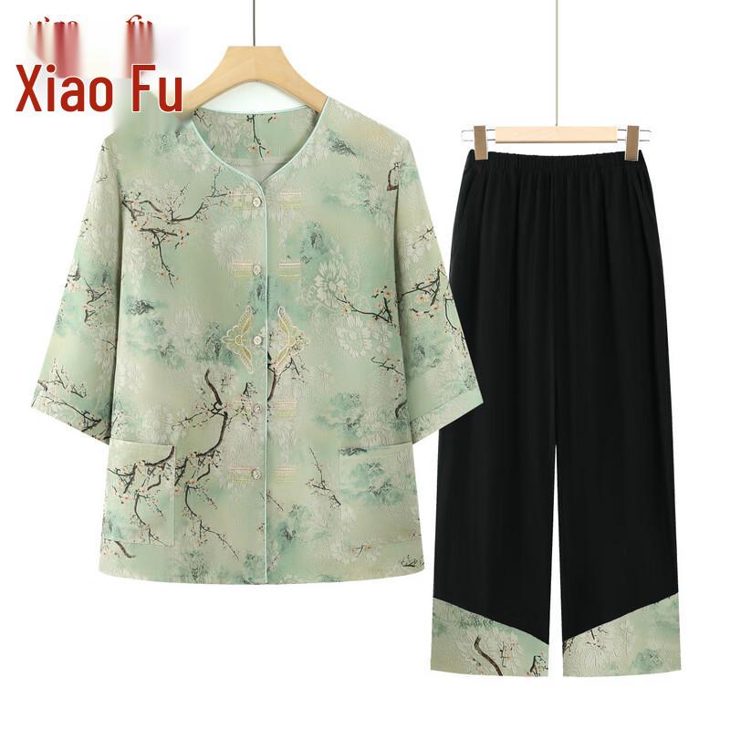 

Women s Loose Fit Mid-Sleeve Top & Suit Set 4XL
