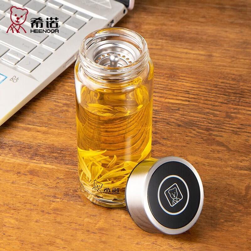 Heenoor Portable Borosilicate Glass Tea Infuser Mug