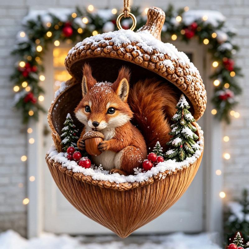 Creative Nut Shell Small Animal Pendants, Christmas Tree Artificial Hedgehog, Puppy, Sheep Ornaments for Festive Decoration