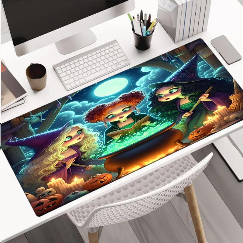 Witch Sisters In The Moonlight Mouse Pad, Rubber Base, Mouse Pad for Gamers and Office Use, Gaming Desk , Easy To Clean Mat Christmas fan gifts