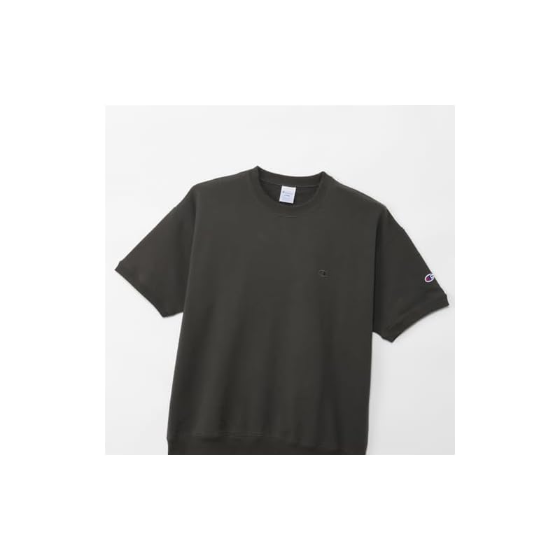 [Champion] Short-sleeved Sweatshirt with Embroidered Logo, Crewneck Sweatshirt, BASIC C8-D011Z-055-XL