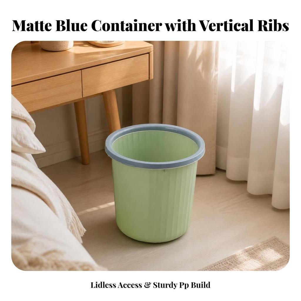 Wastebasket with Retaining Collar Modern Open-Top Waste Bin Low-Profile